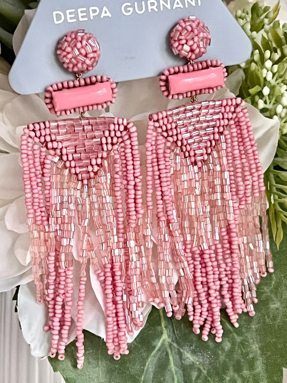 NWT Deepa Gurnani Beaded Fringe Chandeliers - Picture 11 of 16